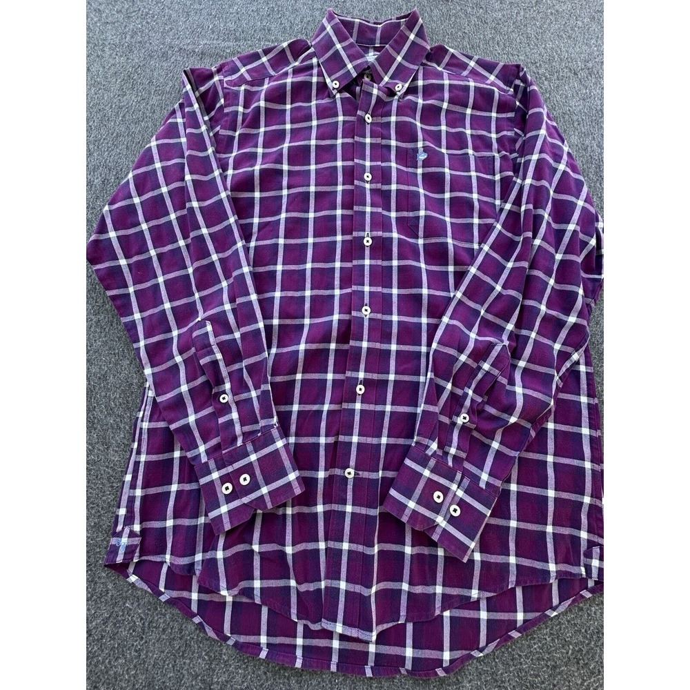 Southern Tide Shirt Mens Small Purple Burgundy Plaid‎ Button Down Classic Fit
